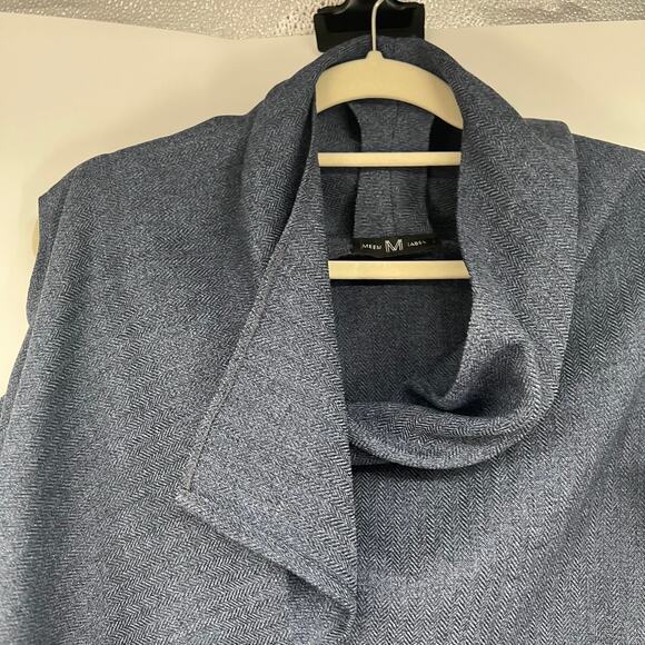 Meem Label Lincoln Asymmetric Wrap Top Women's Size S Blue Herringbone Draped - Picture 4 of 10